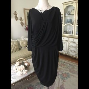 Lane Bryant women’s black ruched evening dress 3/4 sleeve size 26. 7/17/26